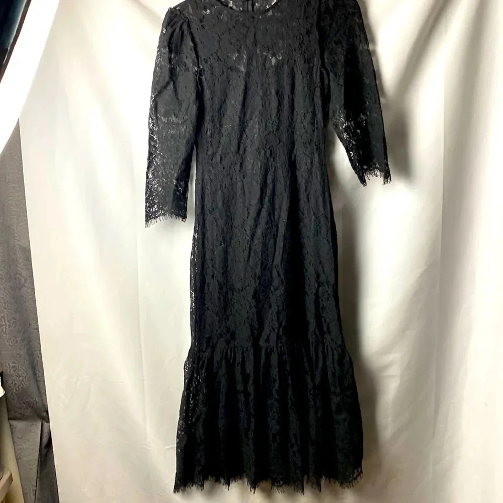 ZARA WO‎ SIZE SMALL BLACK LACE FITTED DRESS BACK ZIPPER SLIP LINING CLEAN